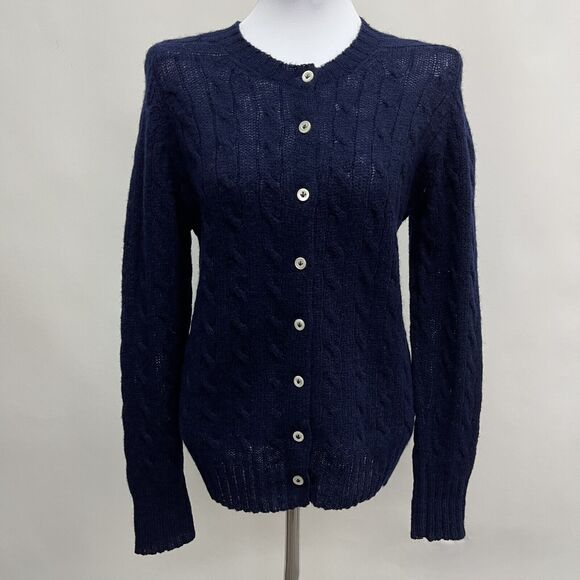 Vintage L. L. Bean Cardigan Sweater Small Medium Blue 100% Pure Shetland Wool - Picture 1 of 11